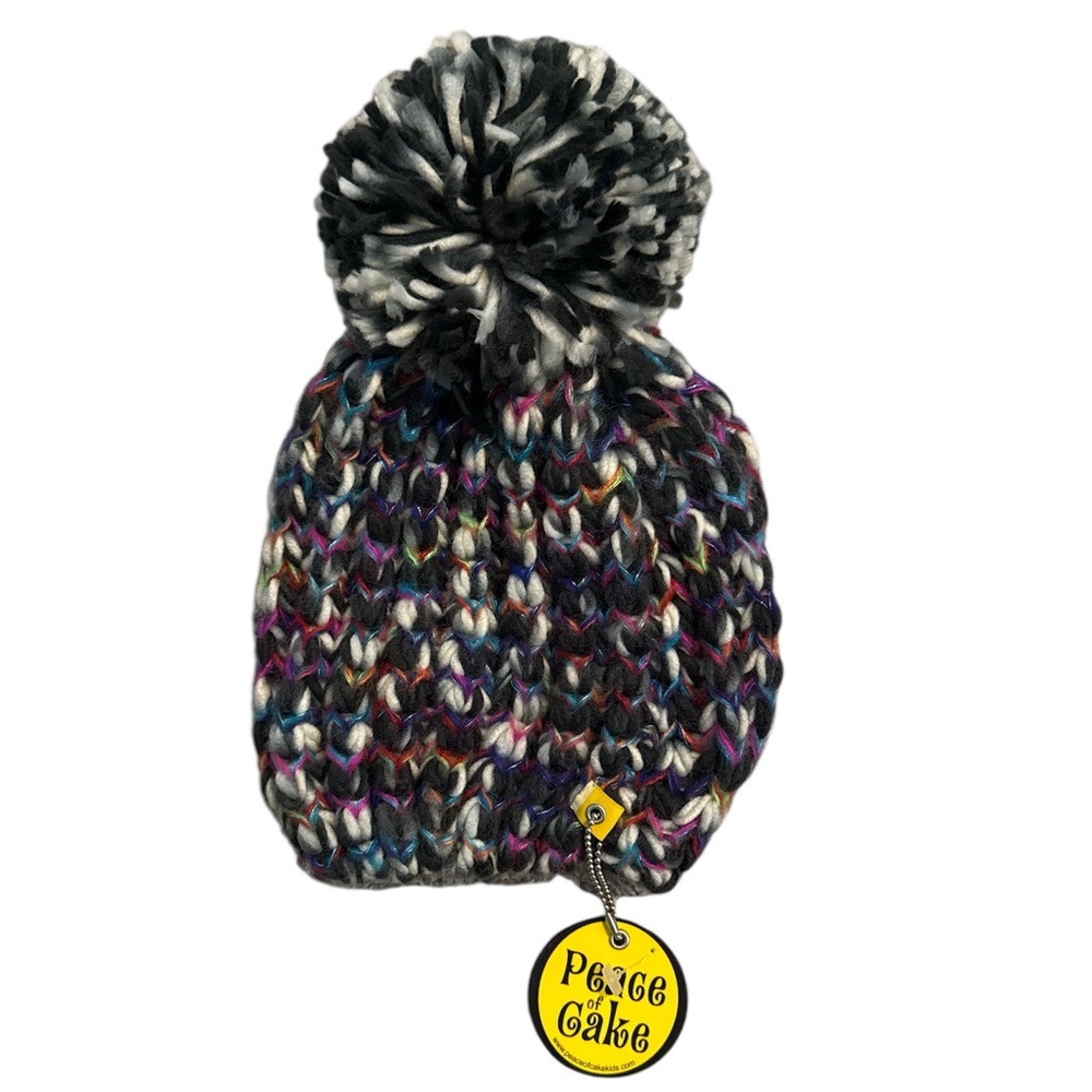 NWT Peace of Cake - Multicolor Knit Pom-Pom Beanie